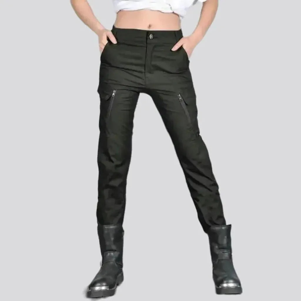 High-waist protective biker jean pants