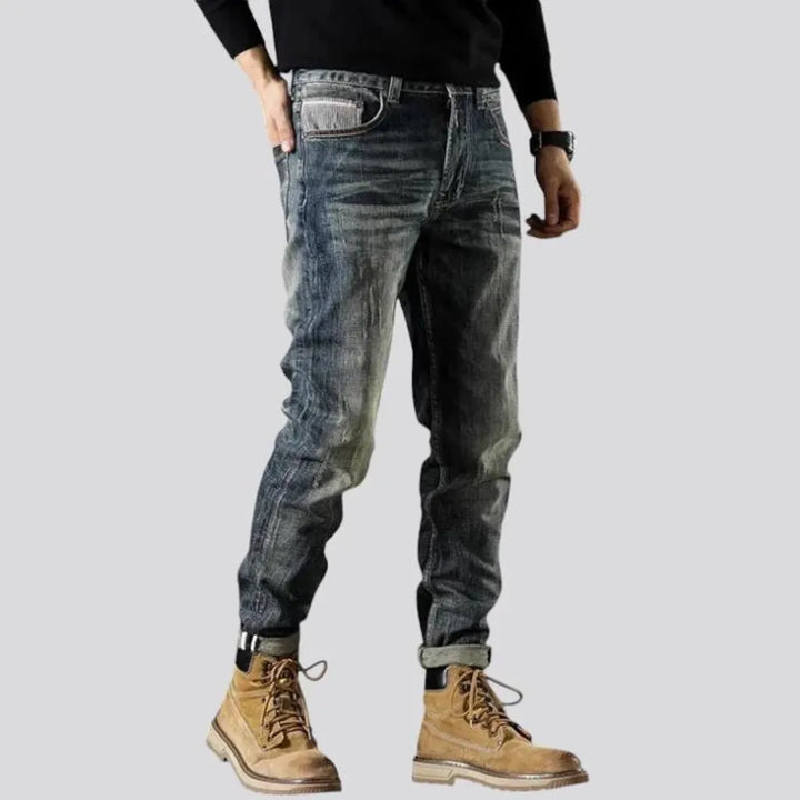 Stretchable dark jeans for men