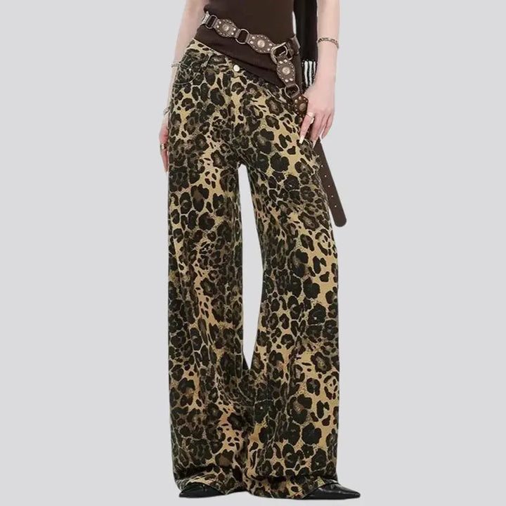 Boho style leopard women's jean pants