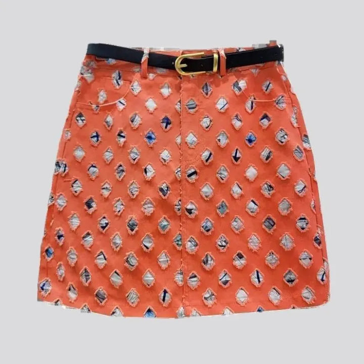 Mini ripped denim skort
 for women