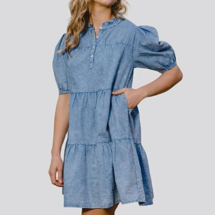 Loose tiered denim dress