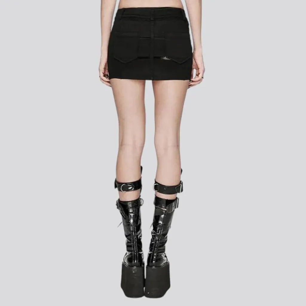 Gothic patchwork denim shorts