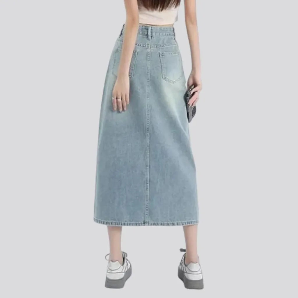 Sanded fashion women's denim skirt