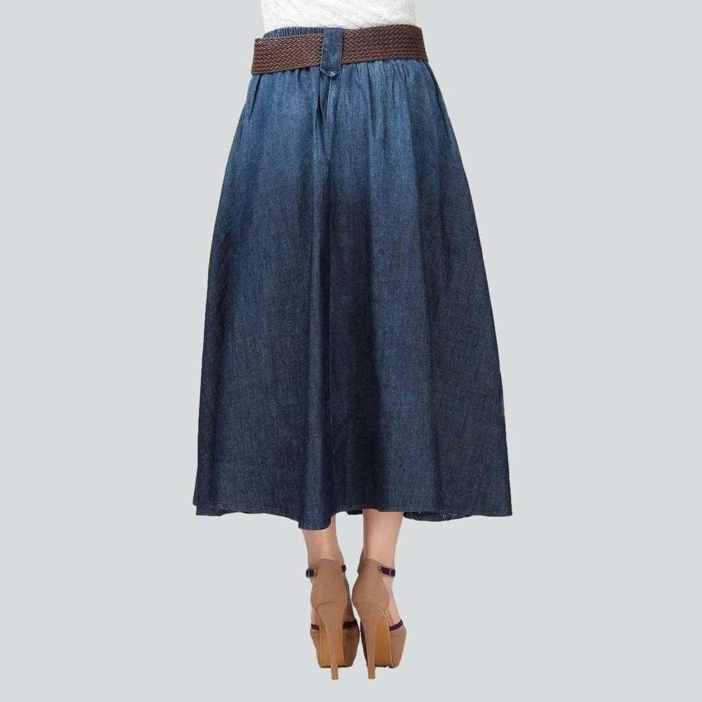 Summer flare long jeans skirt