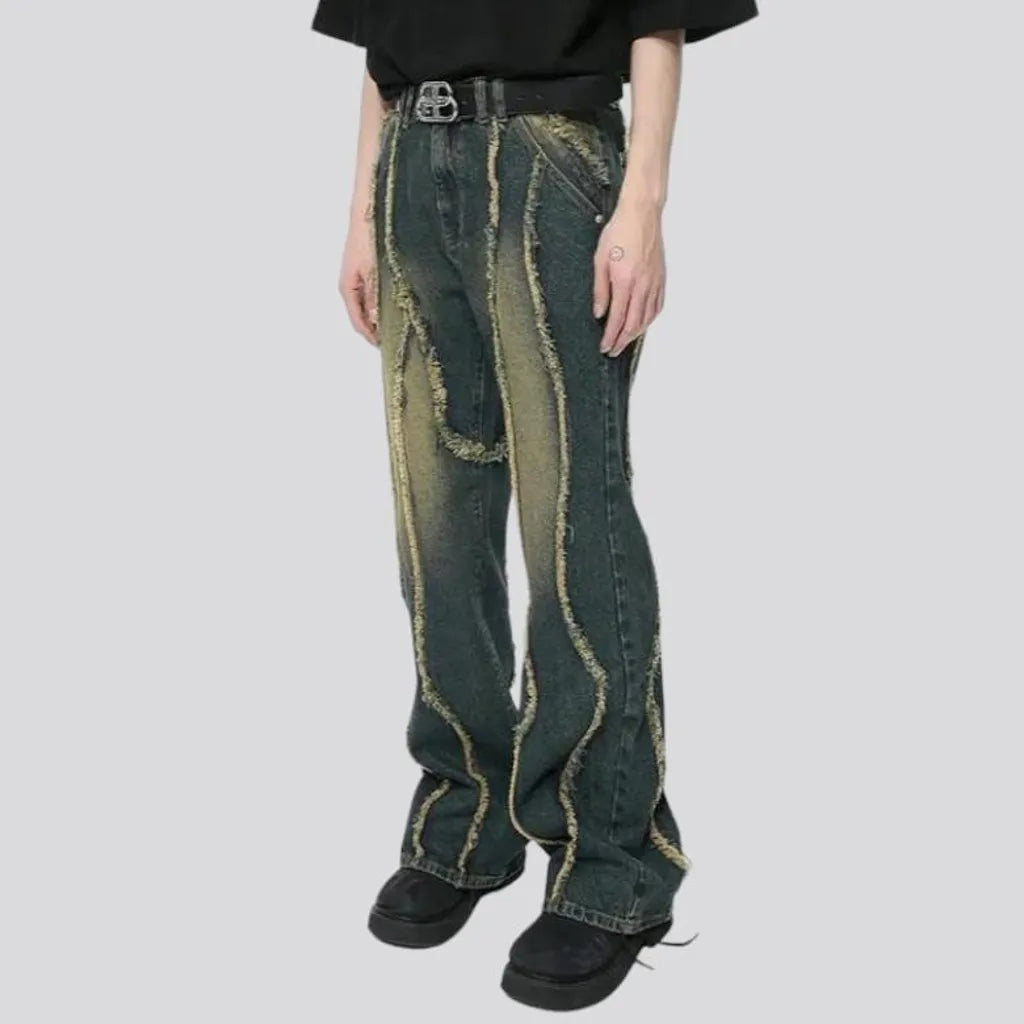 Yellow-cast men's baggy jeans