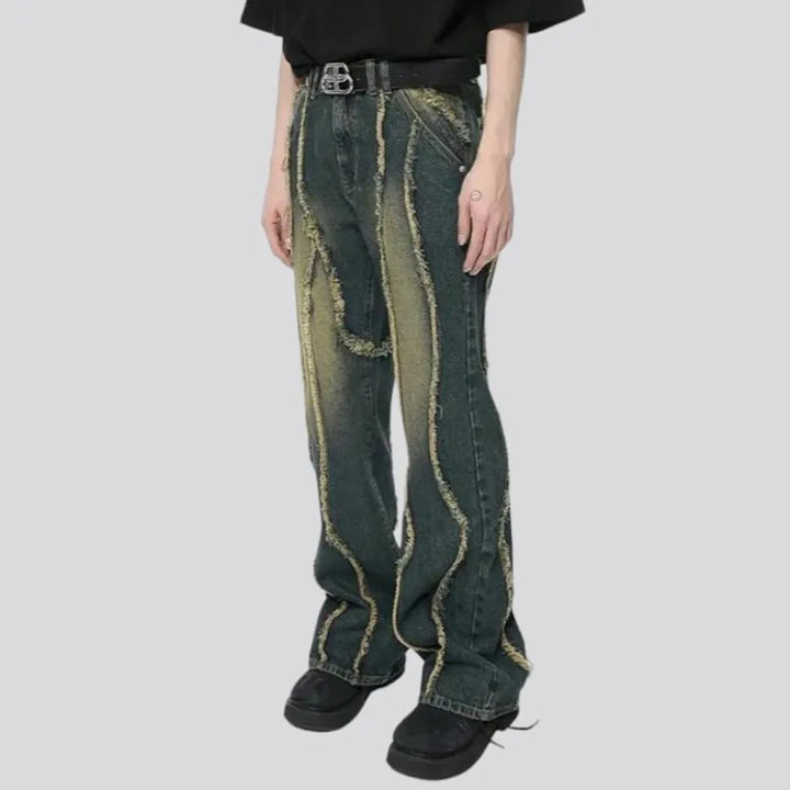 Yellow-cast men's baggy jeans