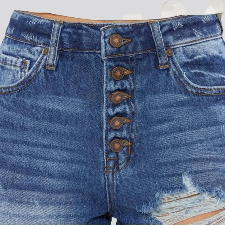 Sanded jean shorts
 for ladies