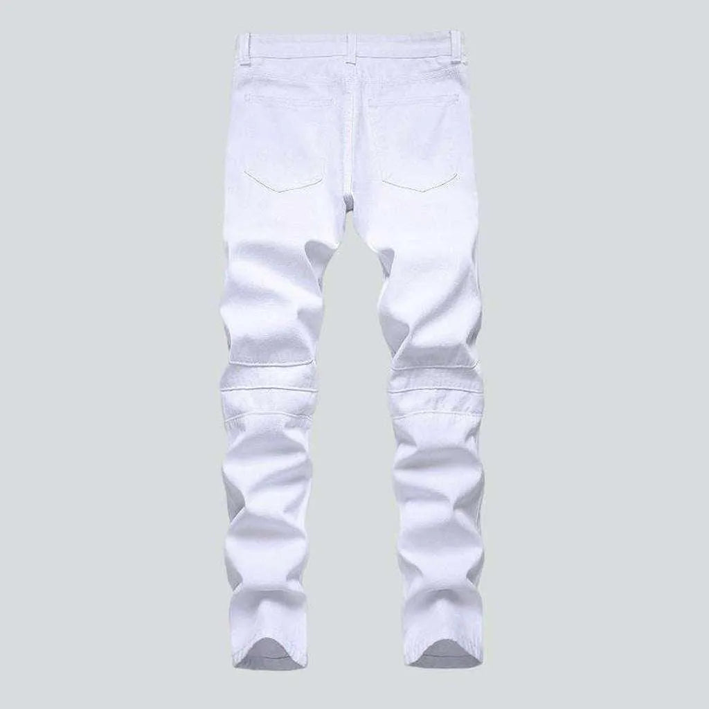 Casual men's moto denim pants