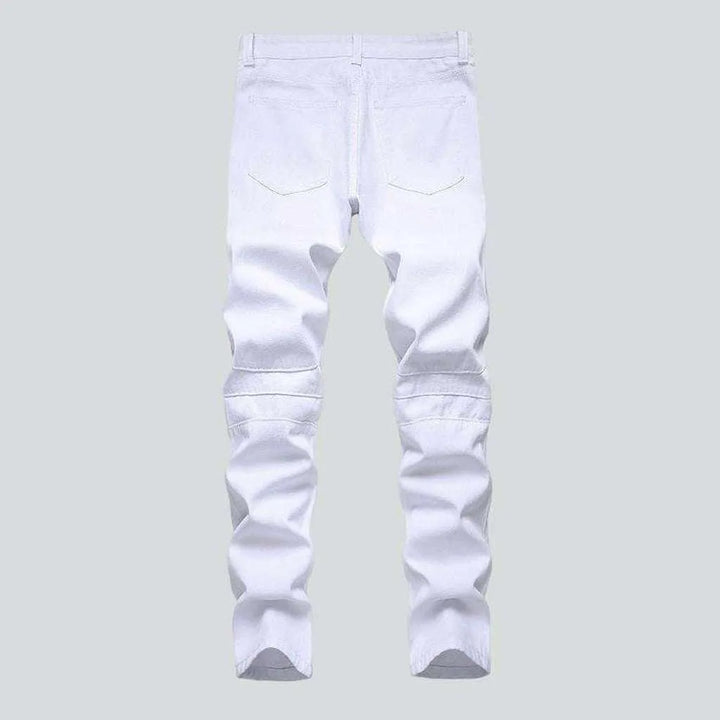 Casual men's moto denim pants