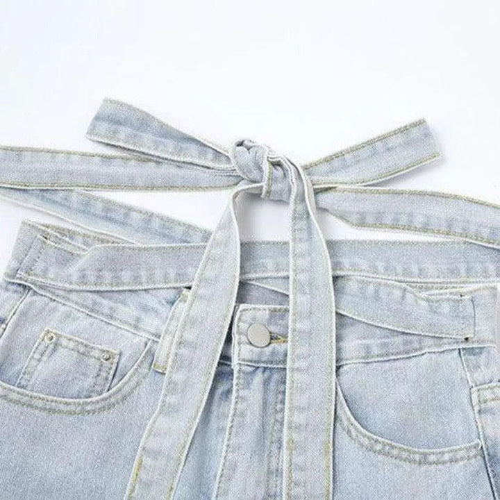 Denim waist belt baggy jeans