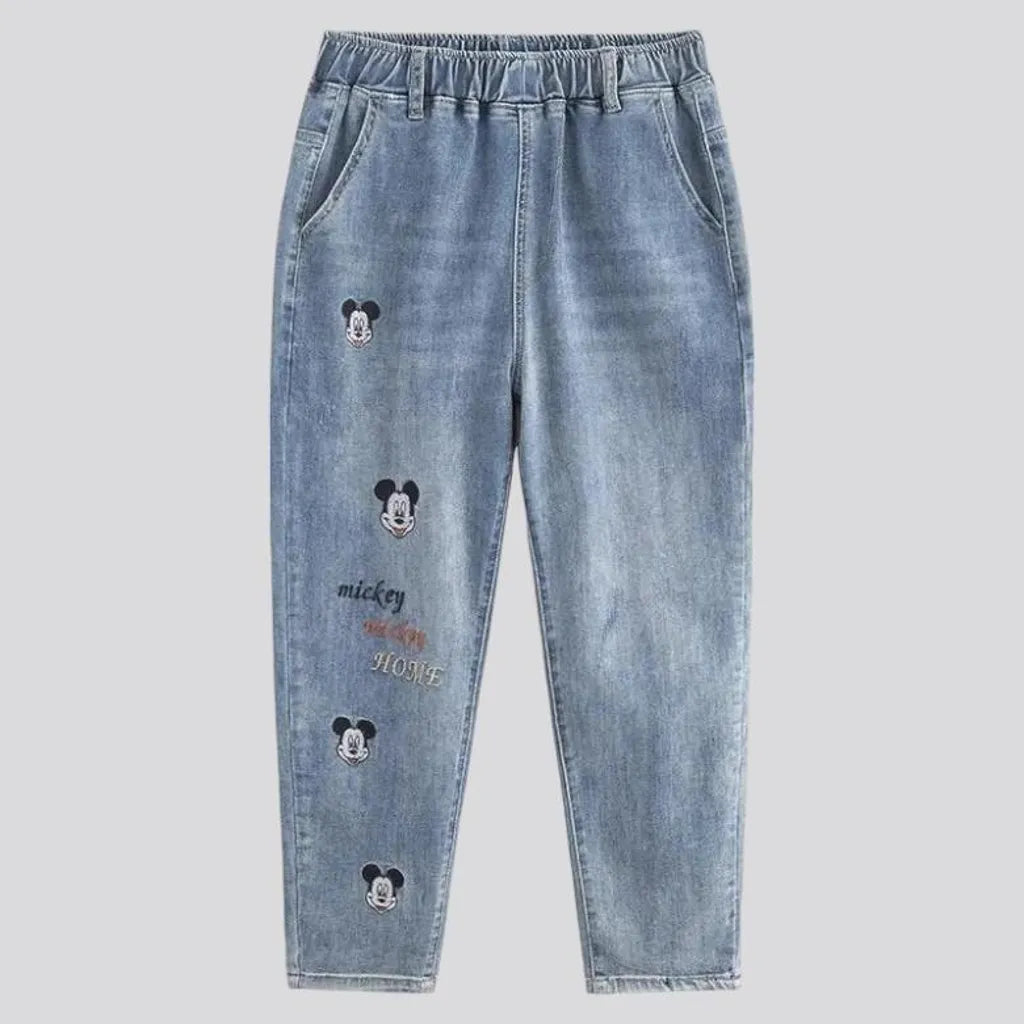 Street hight-waist denim pants
 for women