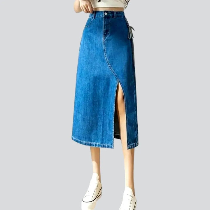 Medium-wash 90s jean skirt
 for women