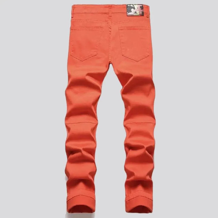 Skinny men's mid-waist jeans