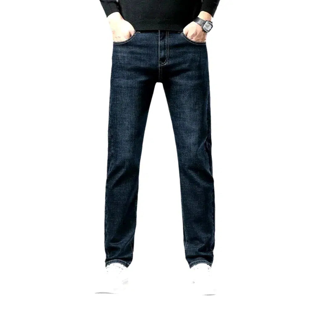 Dark-wash high-waist jeans
 for men