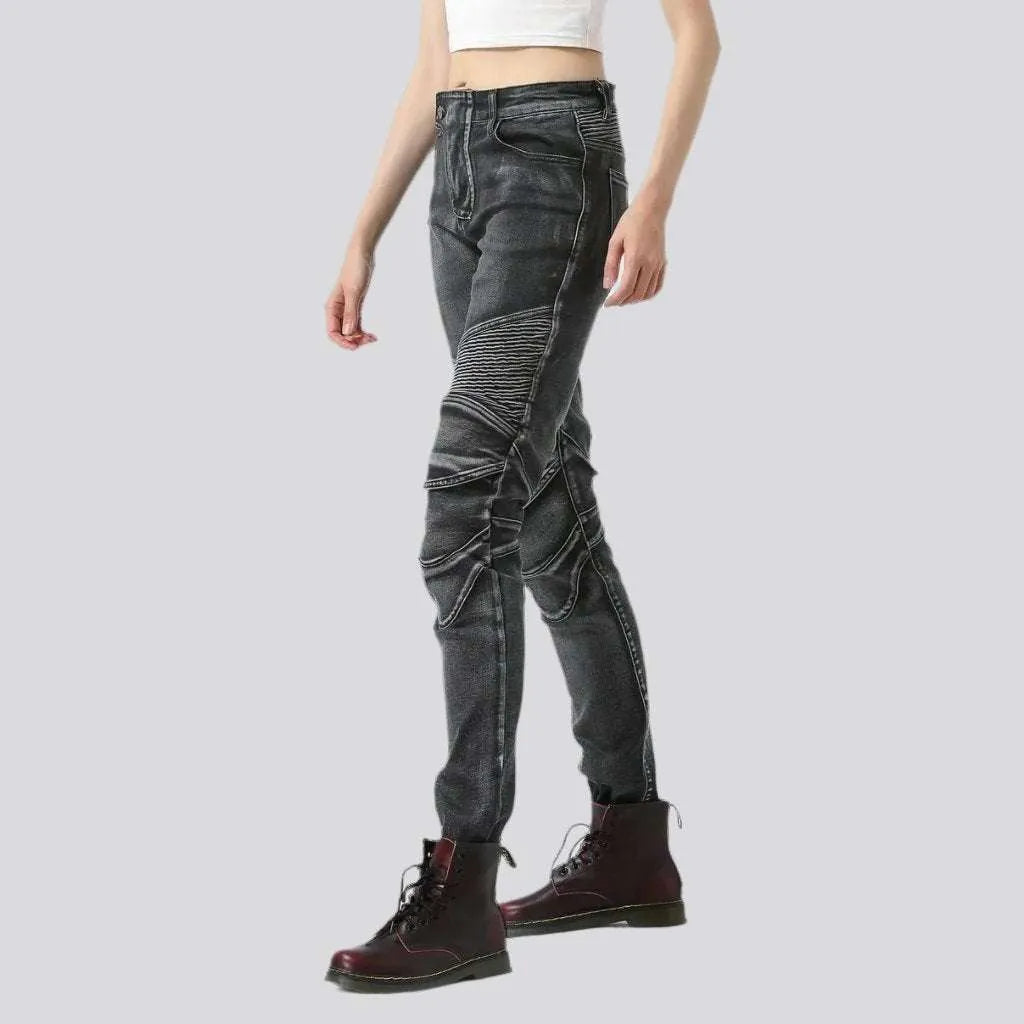 Slim women's biker jeans