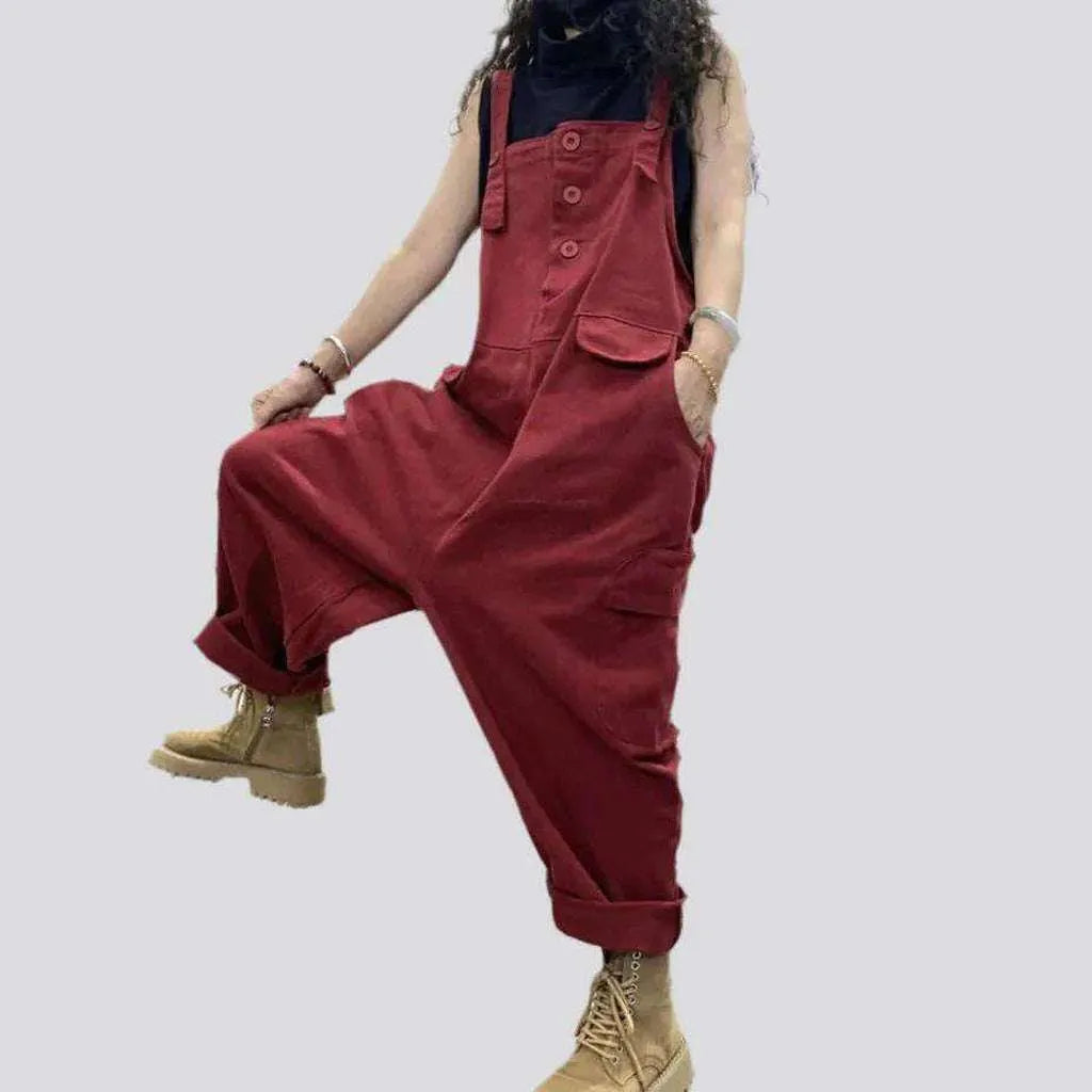 Dark baggy women's jeans overall