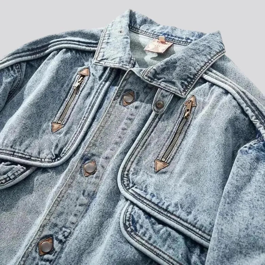 Grunge street style men's denim jacket