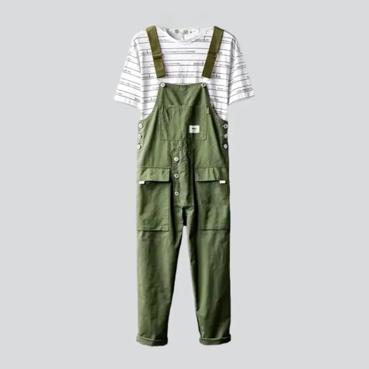 Baggy color men's jean jumpsuit