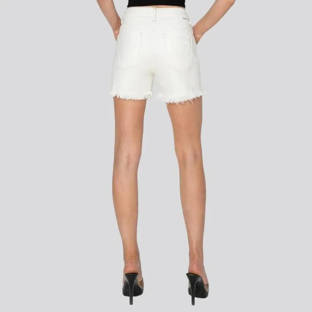 White straight jean shorts for ladies