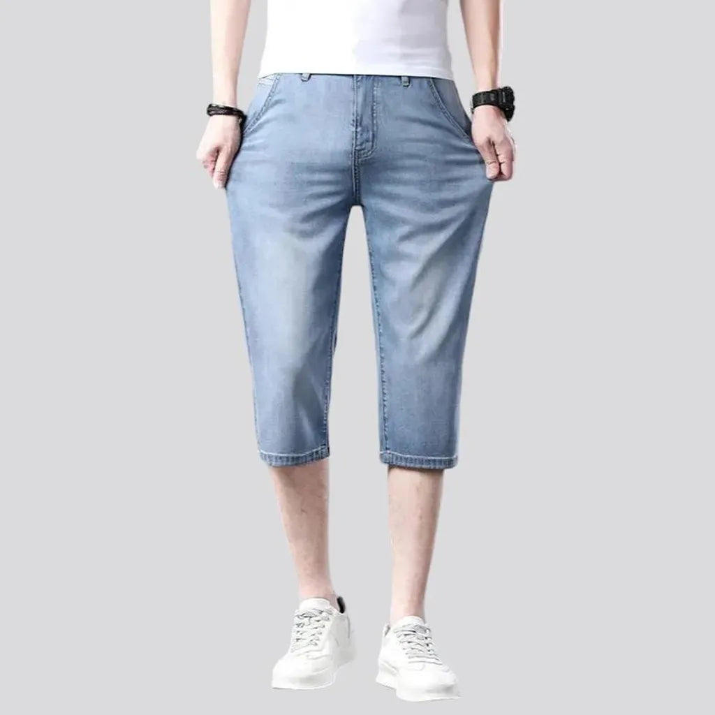 High-waist straight jean shorts for men