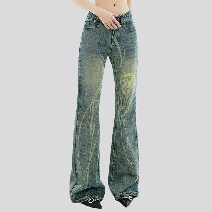 Retro flared high-rise women's jeans