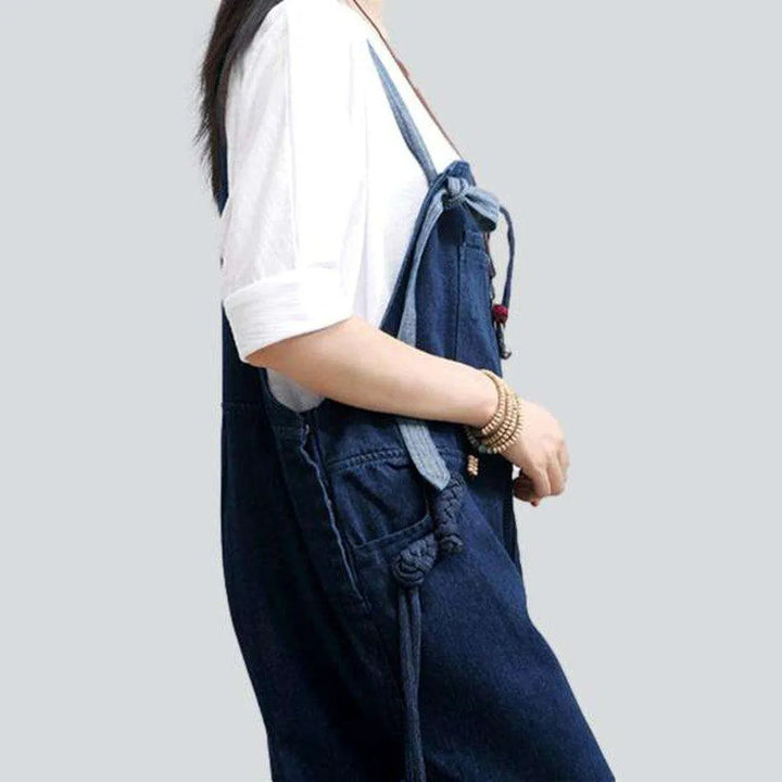 Stylish baggy women's denim jumpsuit