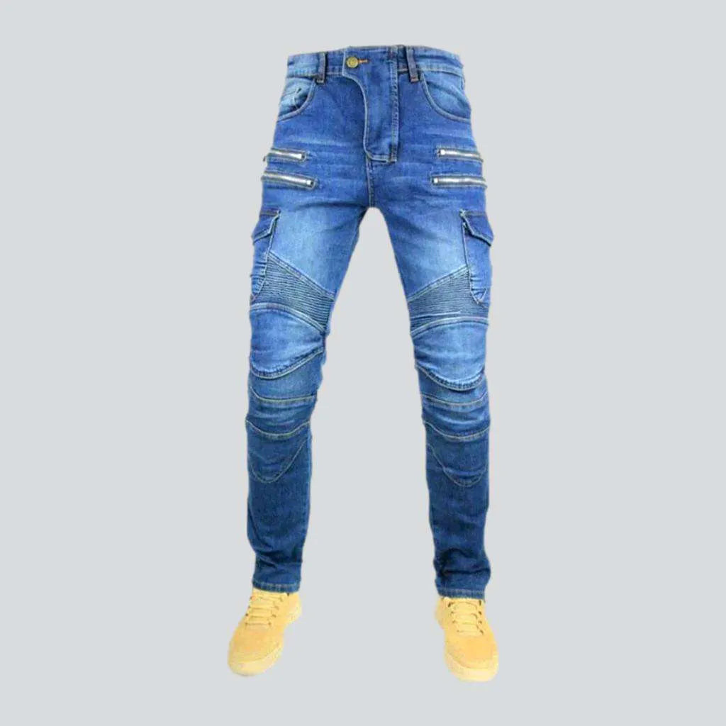 Cargo protective men's motorcycle jeans