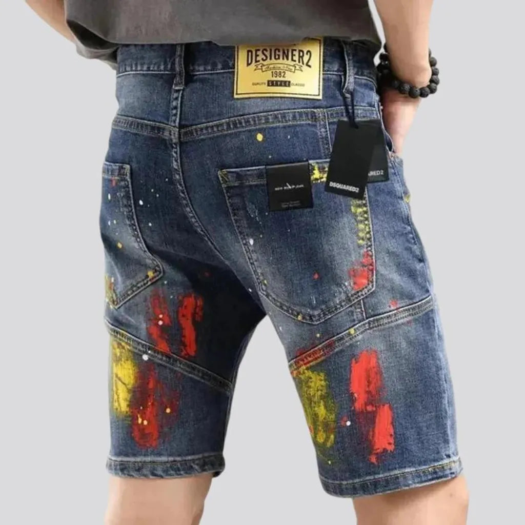 Trendy sanded denim shorts for men