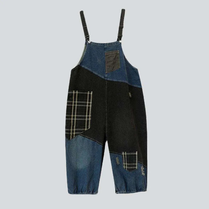 Women's patchwork denim dungaree