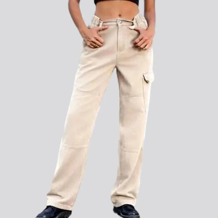 Cargo high-waist denim pants