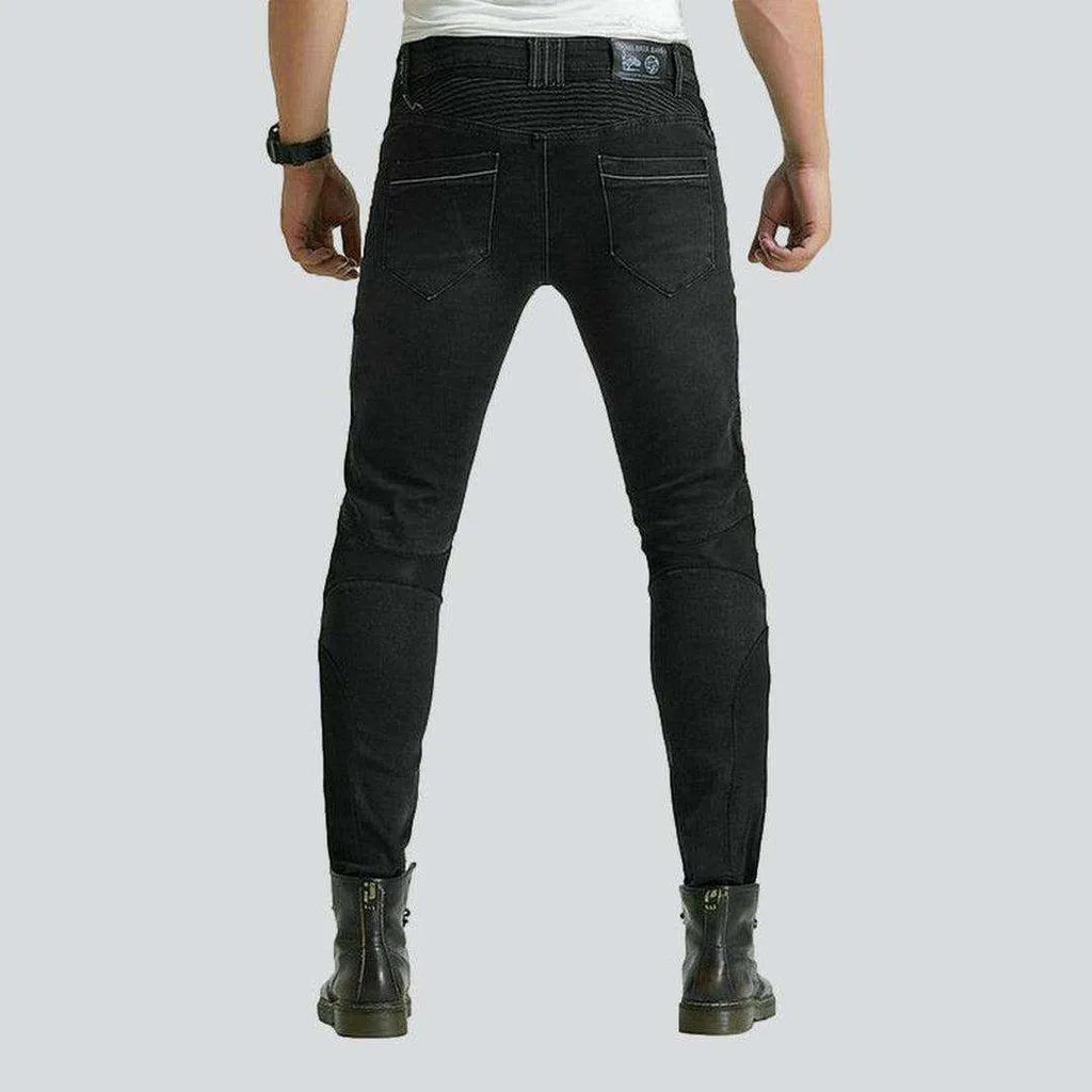 Biker jeans with breathable mesh