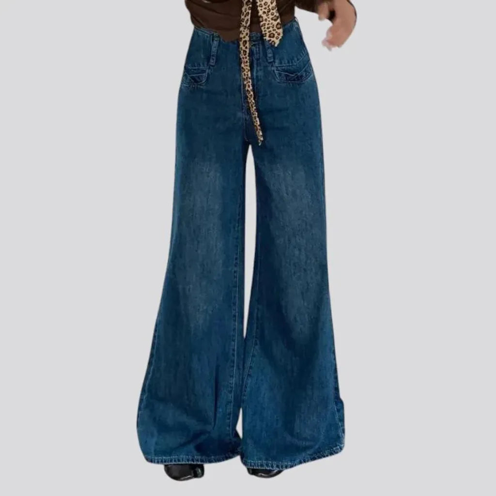 High waist bell-shaped stylish women's jeans