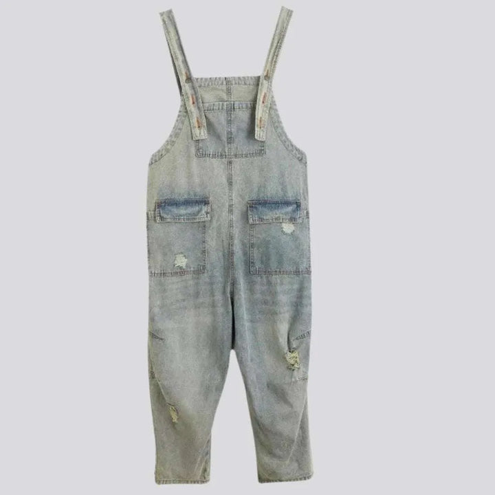 Ripped retro women's jean overall