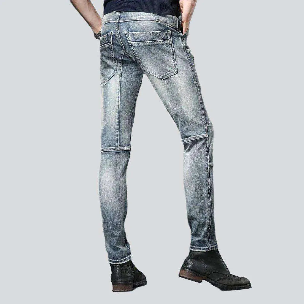 Biker jeans with diagonal zippers