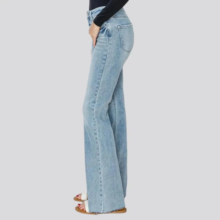 Straight whiskered jeans
 for women