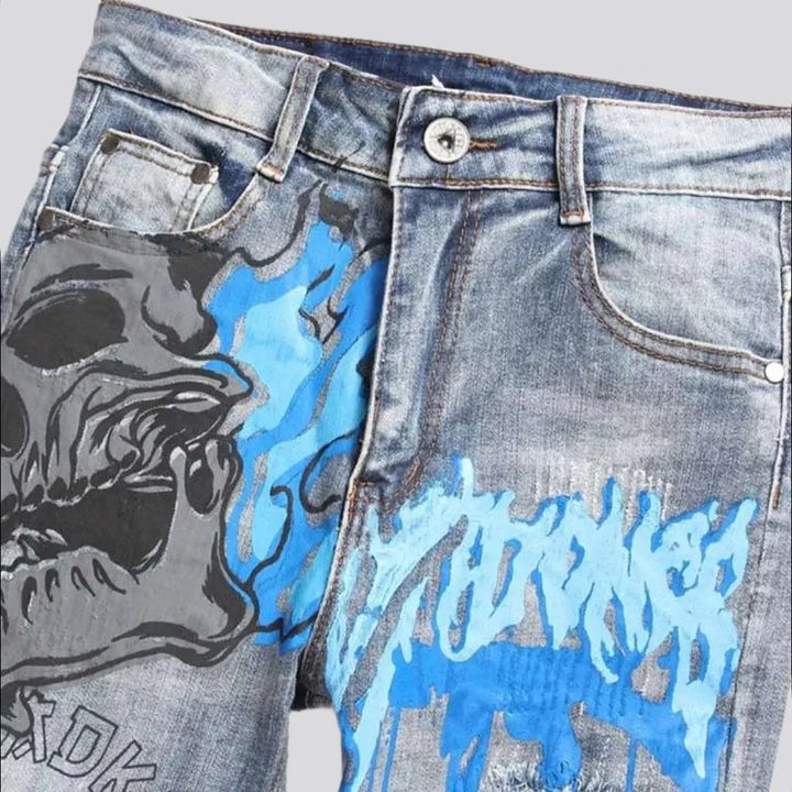 Painted men's y2k jeans