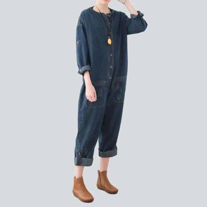 Street jean jumpsuit for ladies