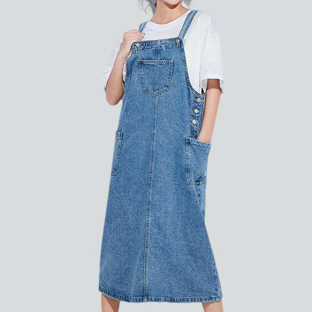 A-line 90s light denim dress