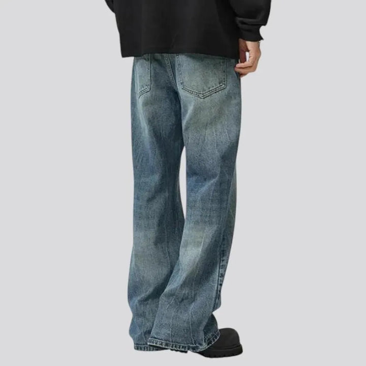 Baggy fit faded design men's jeans