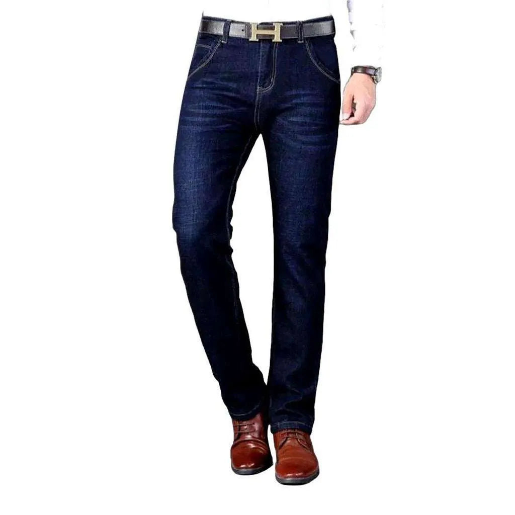 Diagonal pocket dark men's jeans