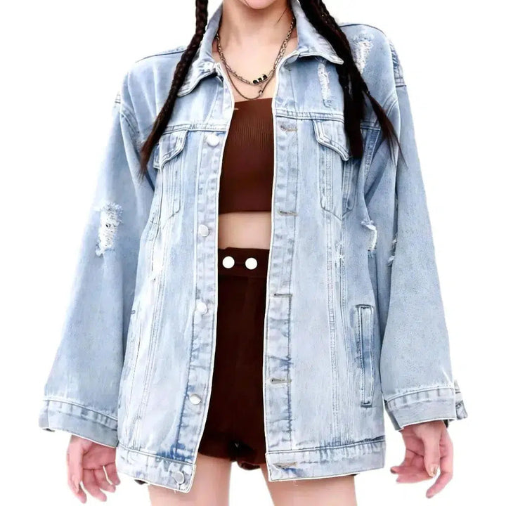 Distressed grunge jean jacket