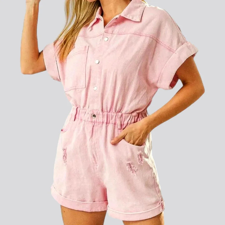 Distressed jeans romper for ladies | Jeans4you.shop