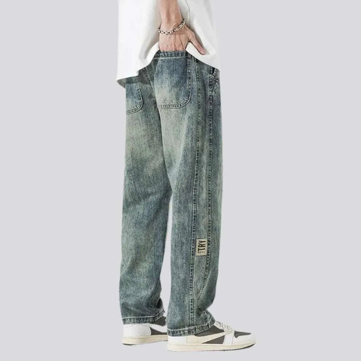 Whiskered sanded jeans
 for men