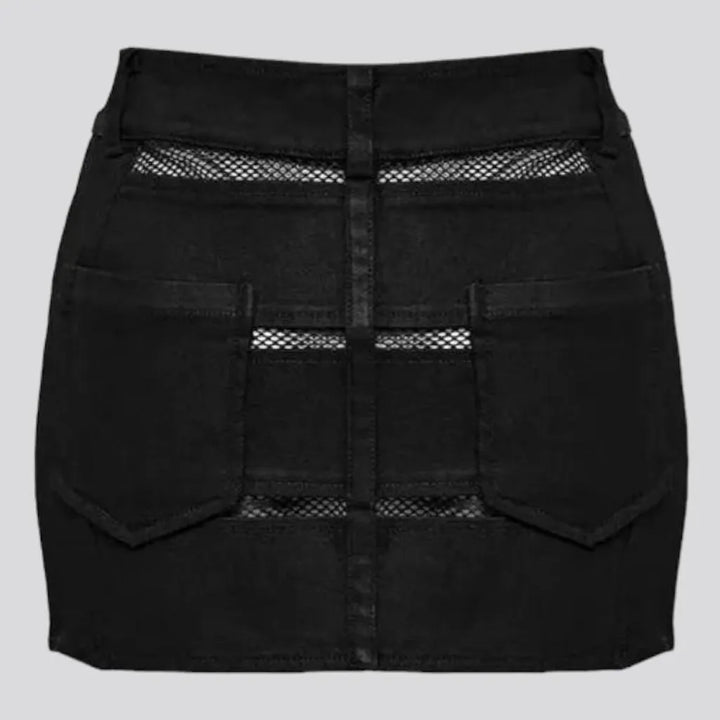 Gothic patchwork denim shorts