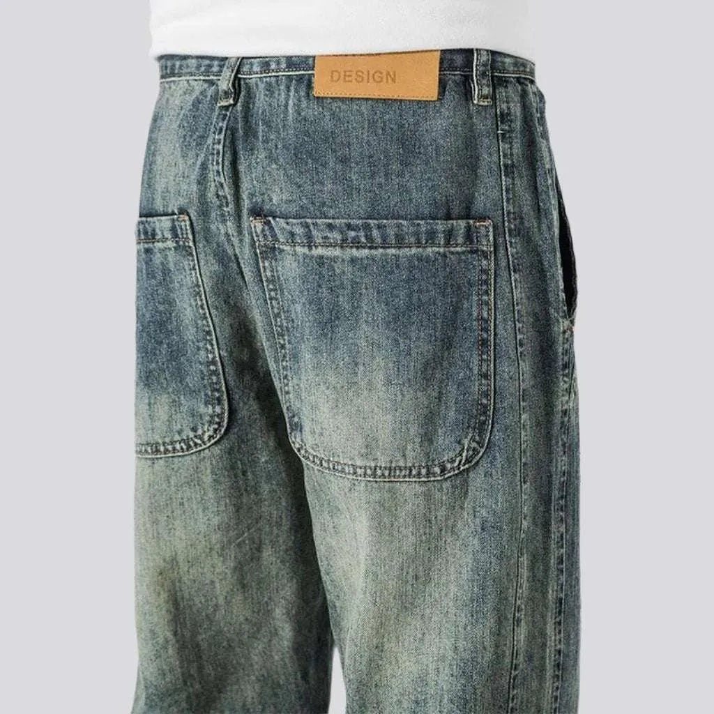 Whiskered sanded jeans
 for men