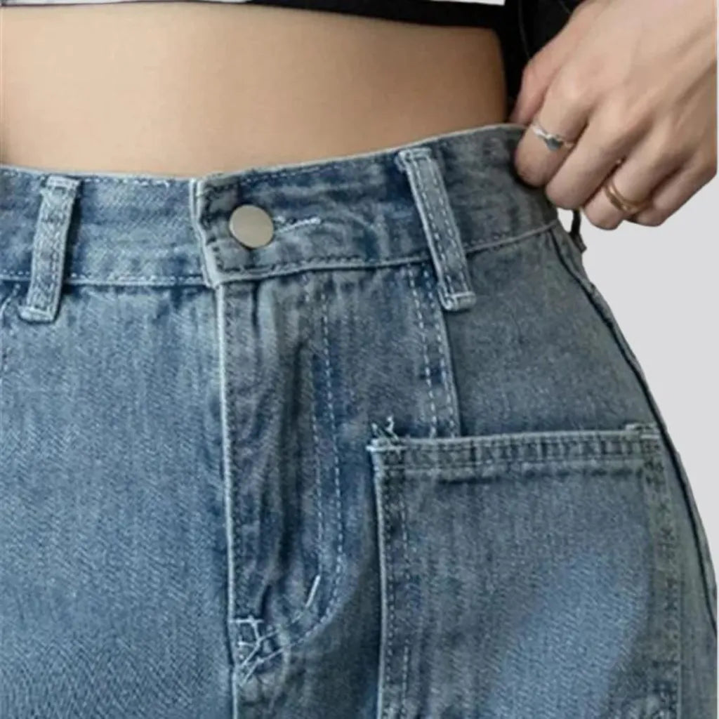 High-waist midi women's denim skirt