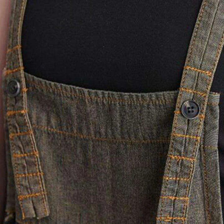 Wide leg painted denim dungaree for women