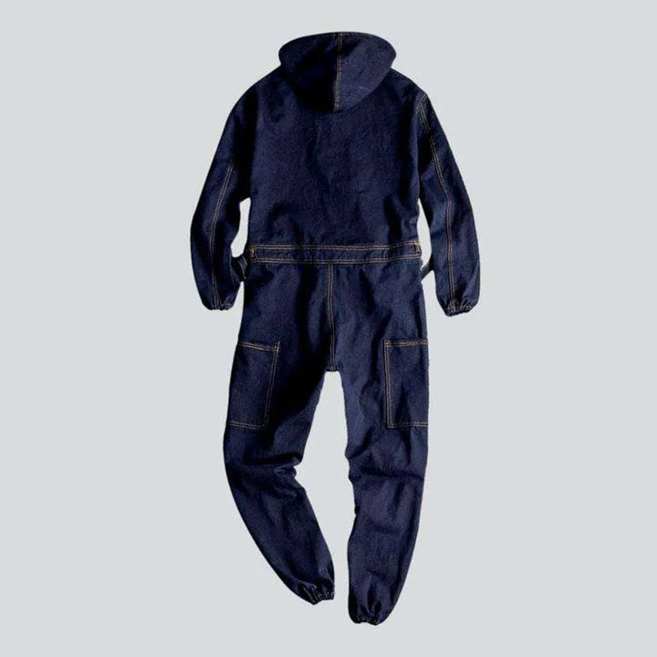 Men's loose denim jumpsuit