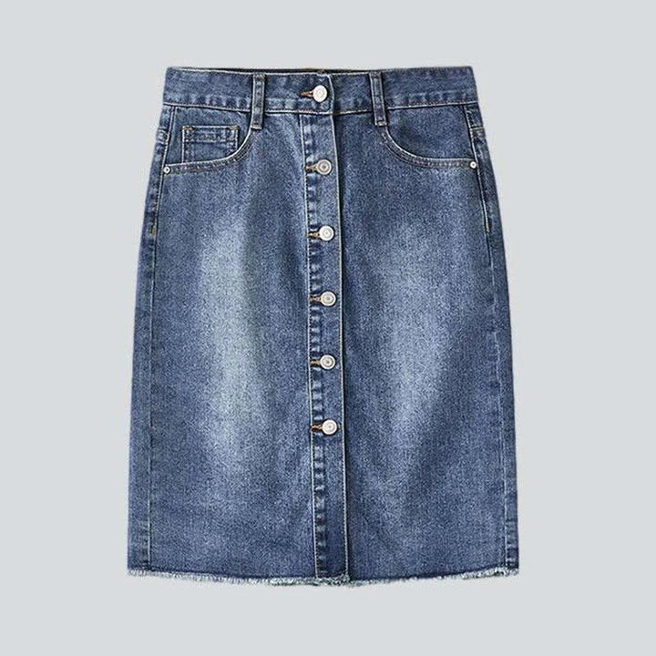 Button-down vintage denim skirt