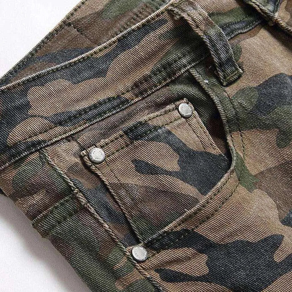 Camouflage print men's denim pants